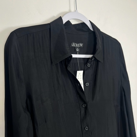J. Crew Amelia Popover Shirt Dress Drapey Viscose Twill in Black Size Small - Picture 4 of 11